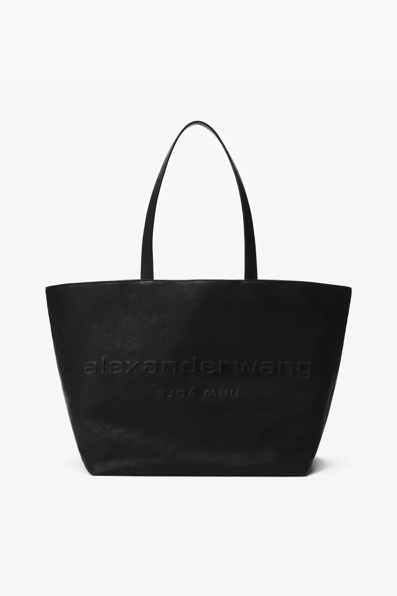 Black Leather Punch Tote