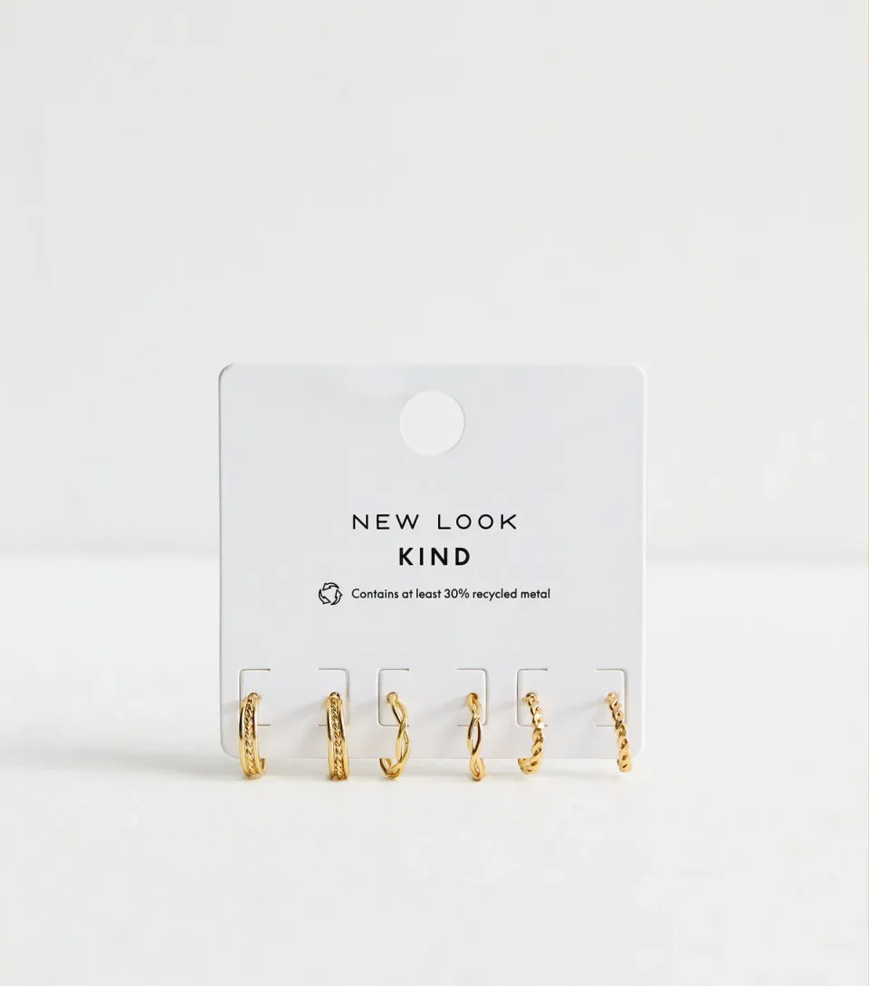 Pack of 3 Gold Tone Mini Twist Hoop Earrings