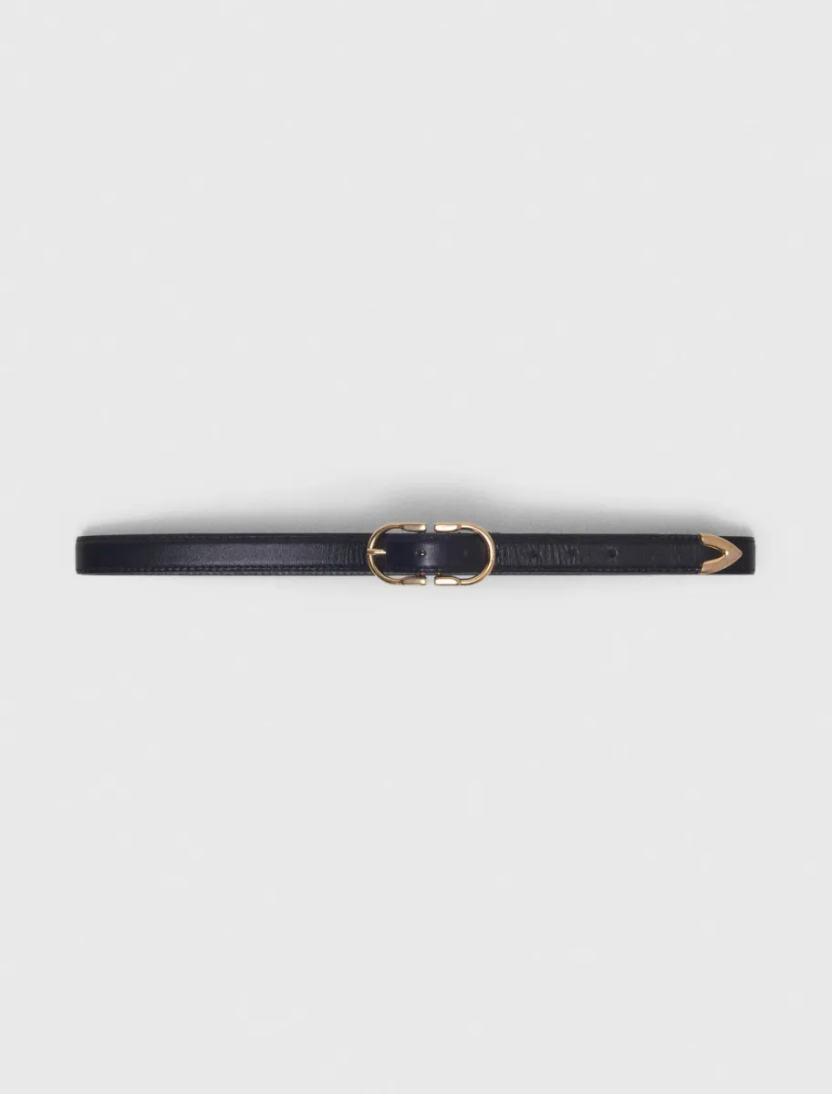 Double-buckle leather belt