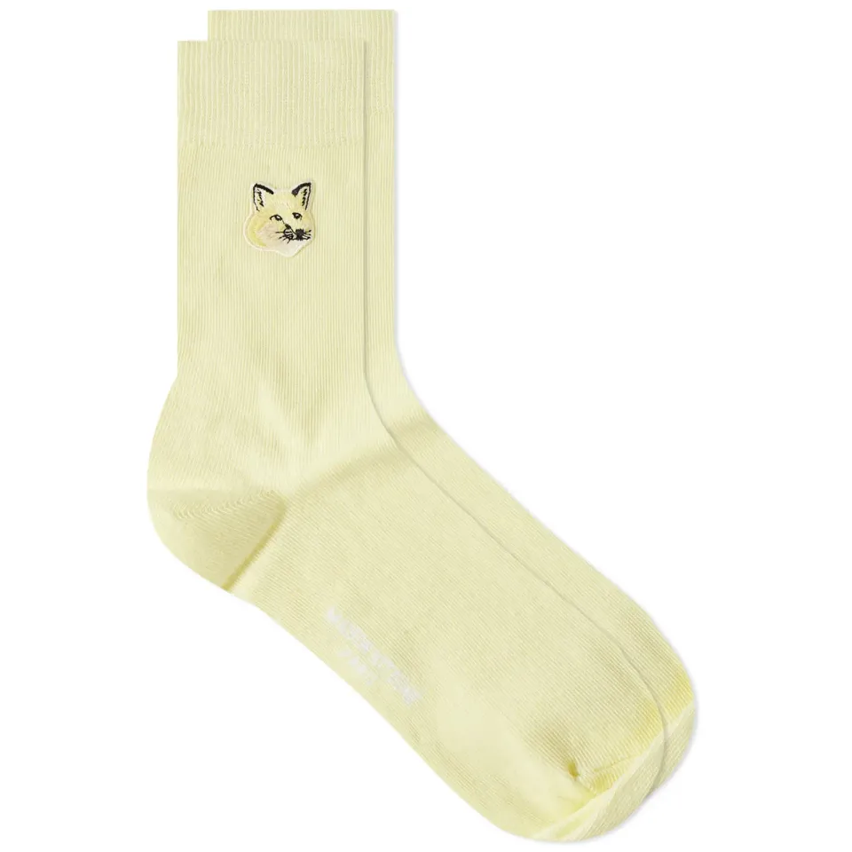Tonal Fox Head Patch Socks