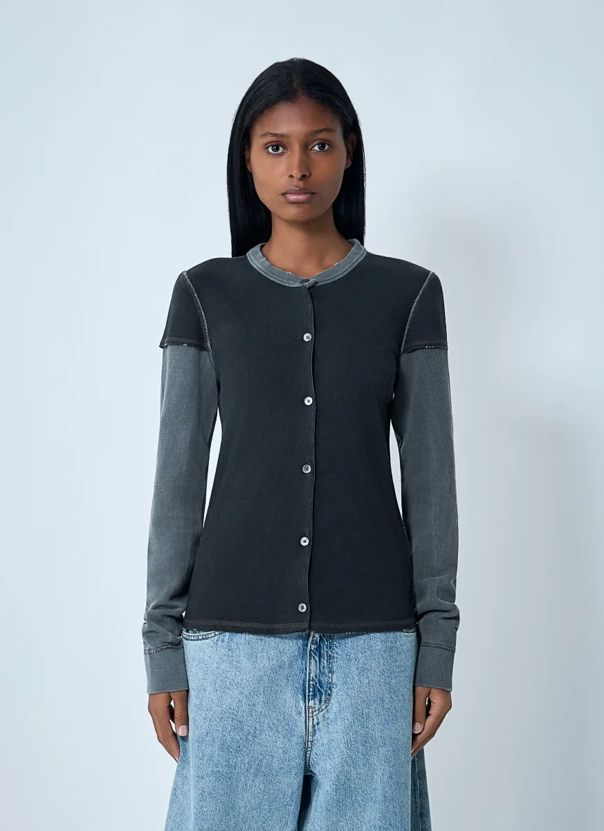 Layered Button-Down Cardigan