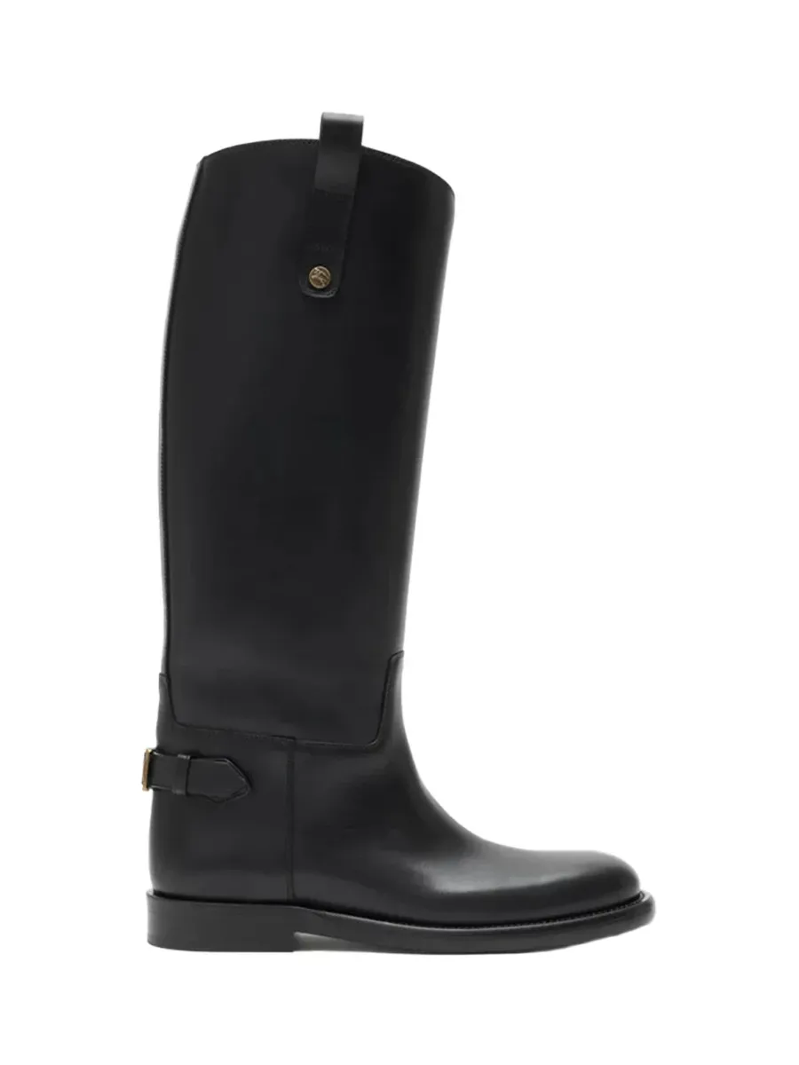 women Leather Cavalier Boots Black