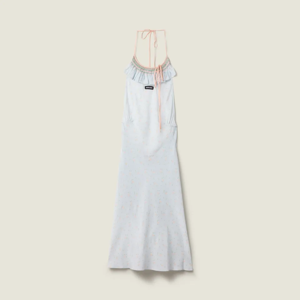 Embroidered marocain crepe dress