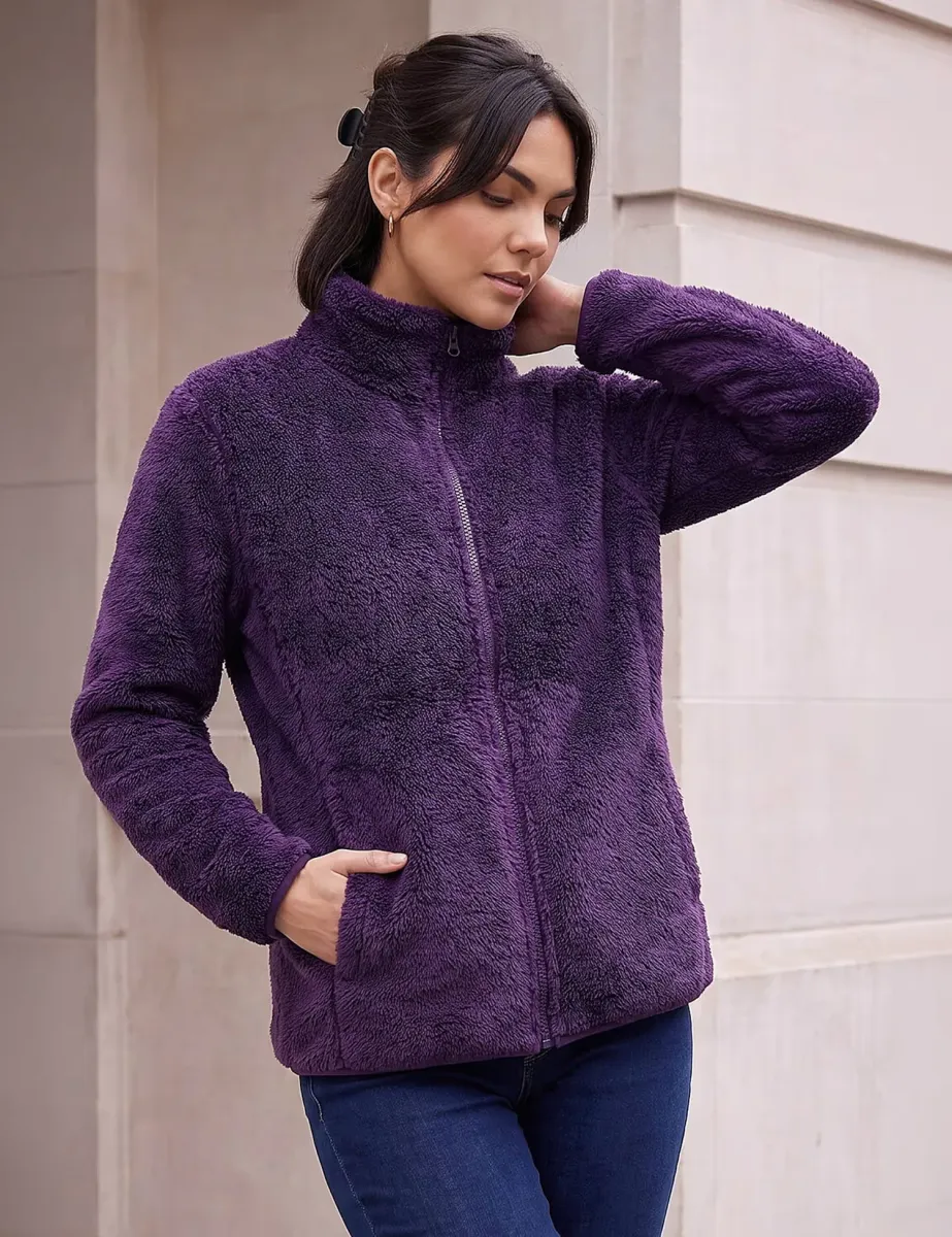 Sherpa Fleece Jacket Purple Mix