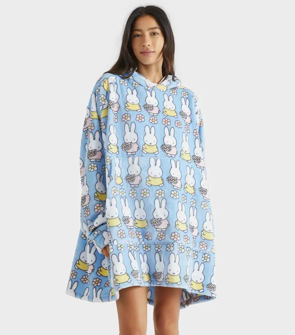 Women's Blue Miffy Flower Blanket Hoodie