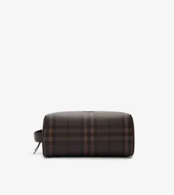 Check Travel Pouch in Dark brown