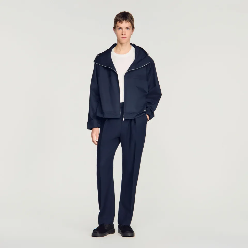 Hooded zip-up cotton jacket