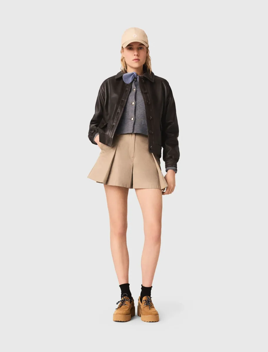 Cropped leather jacket