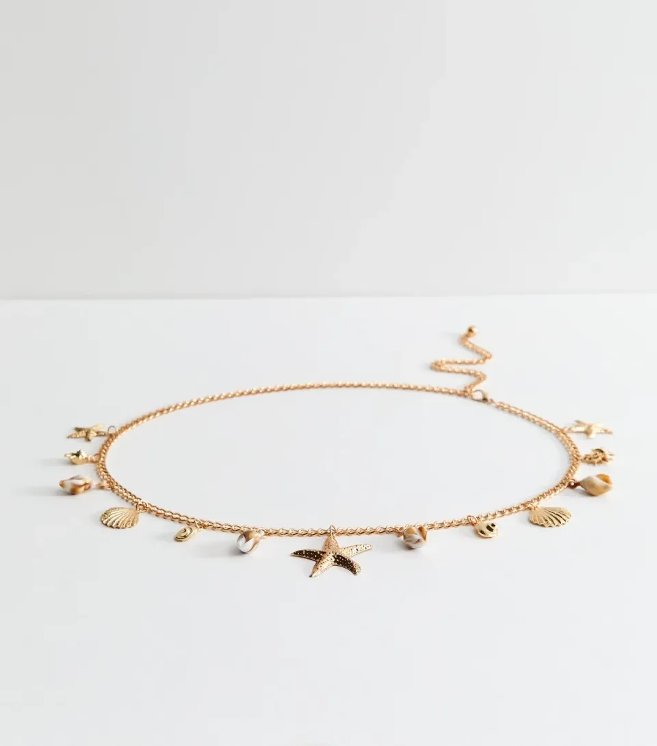 Gold Tone Starfish Chain Belt