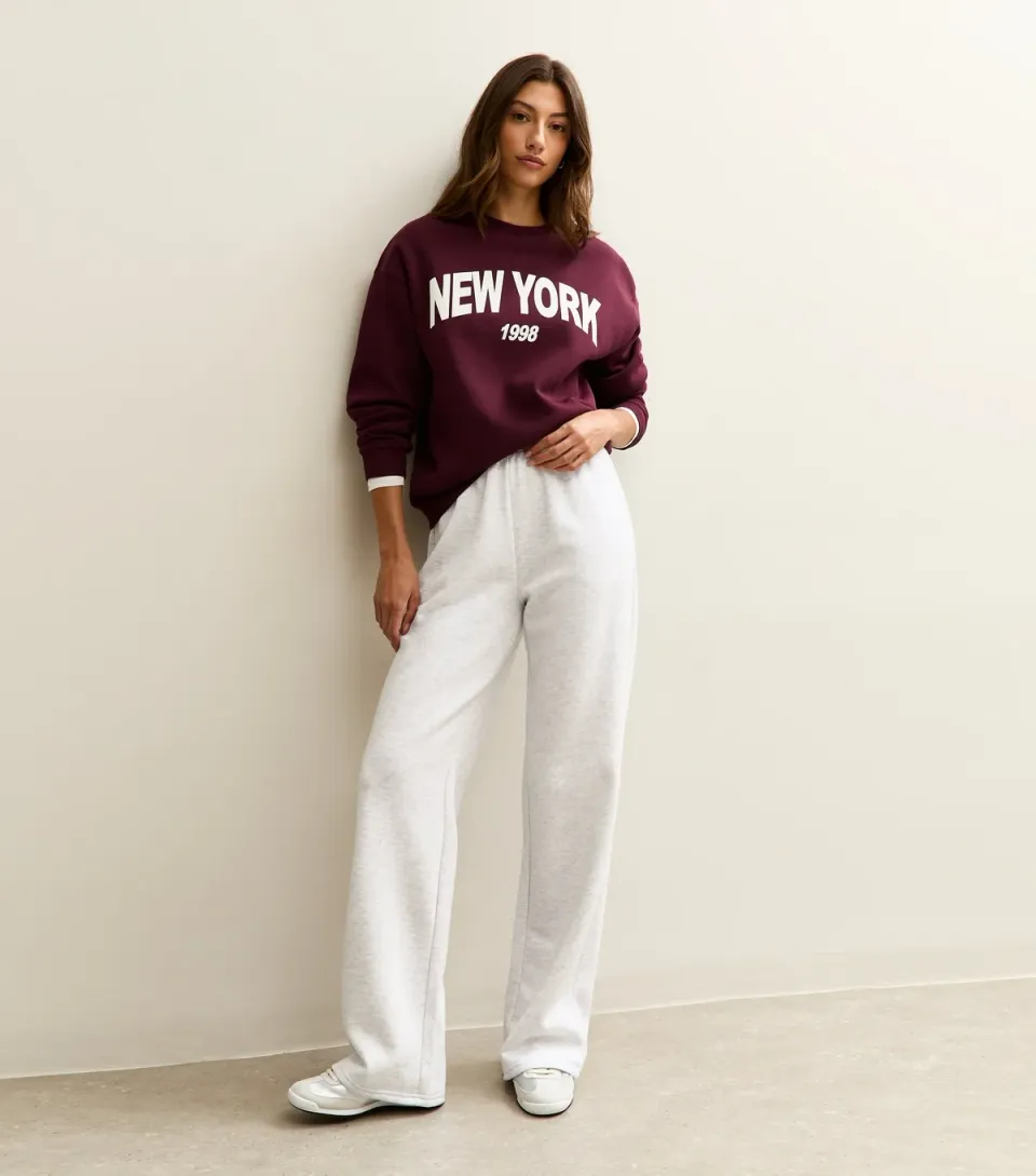 Women's Tall Grey Marl Jersey Wide Leg Joggers