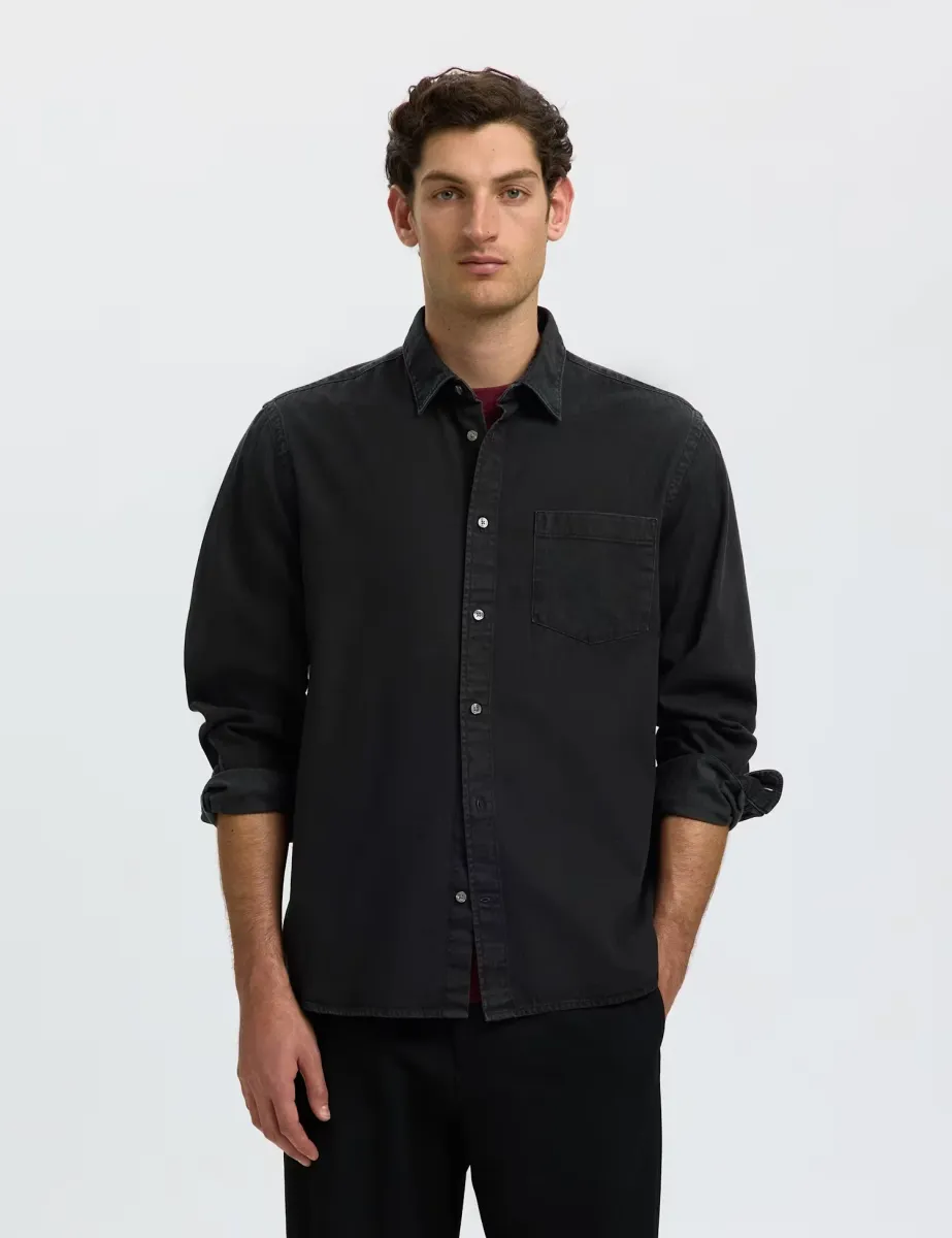 Regular Fit Denim Shirt Black