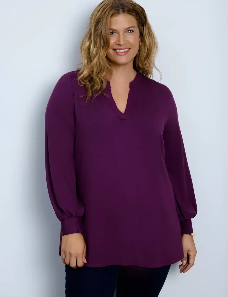 Jersey V-Neck Top Purple