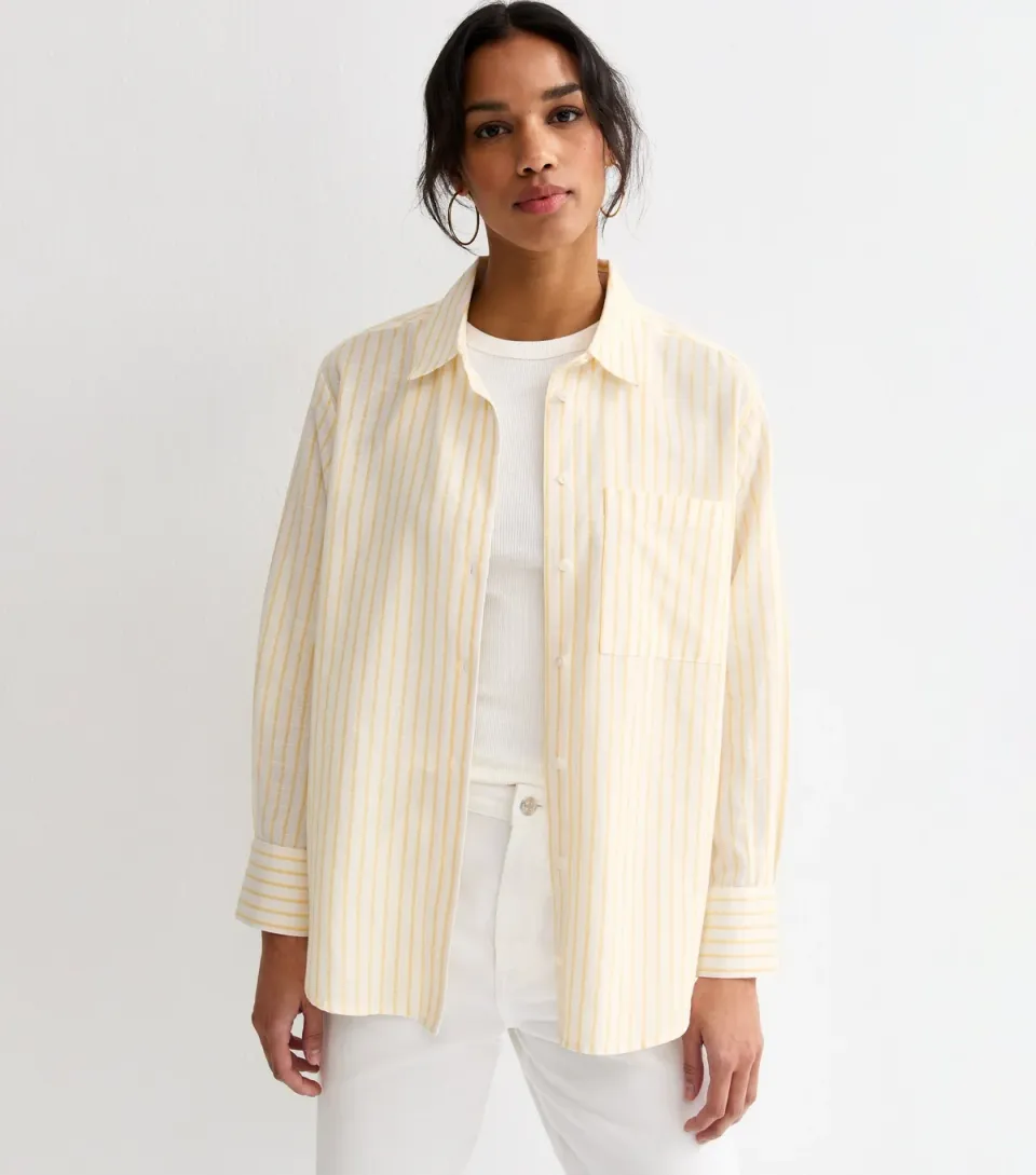 Women's Yellow Striped Cotton Shirt
