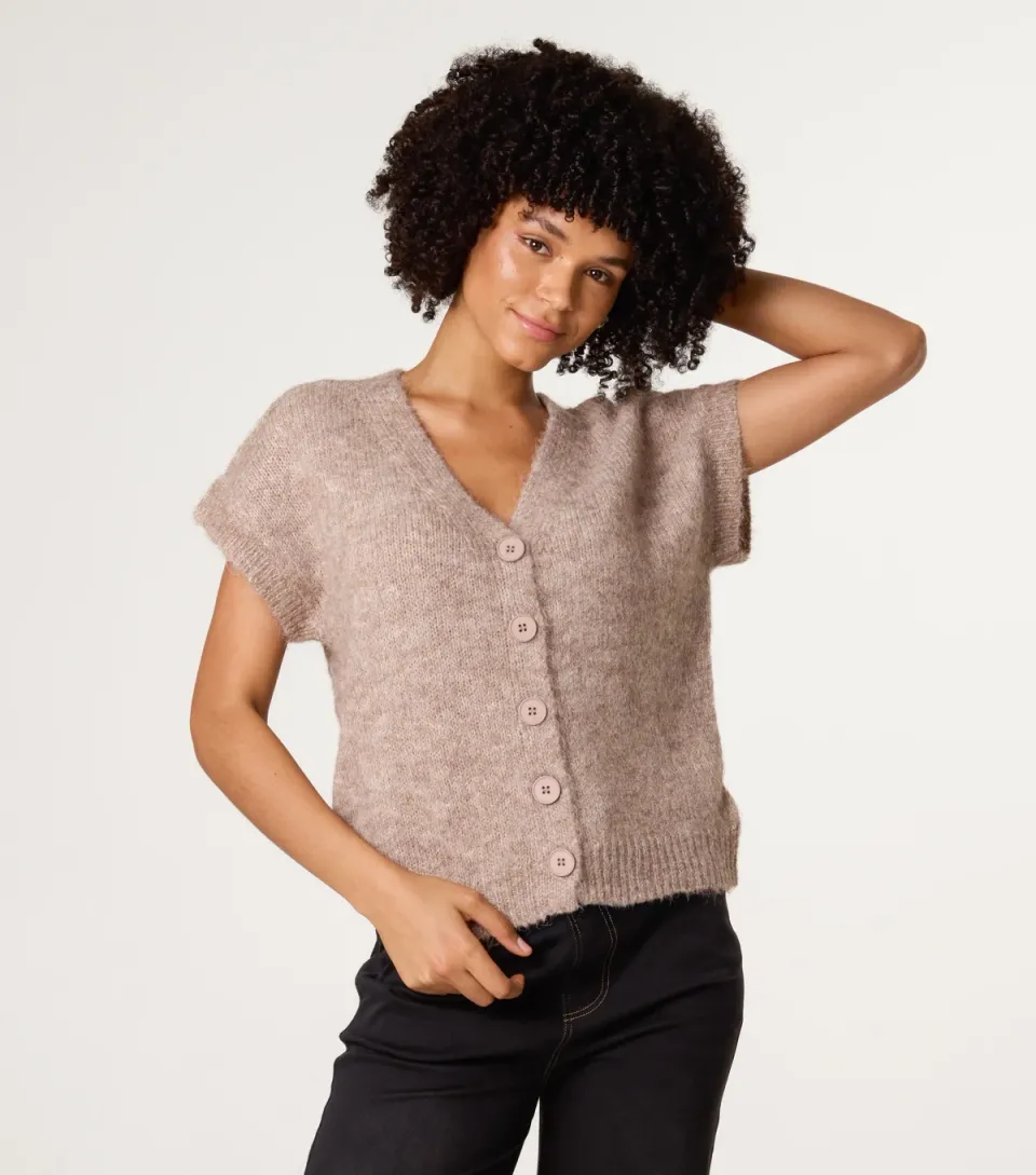 Women's Light Brown Knitted Cardigan