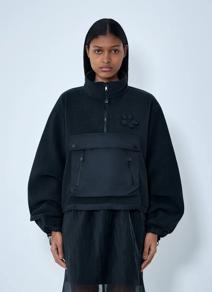 High-Neck Fleece Pullover Sweatshirt