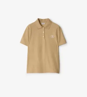 Cotton Polo Shirt in Flax beige