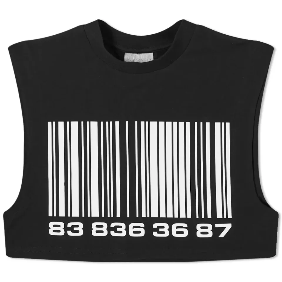 Big Barcode Sleeveless Cropped T-Shirt