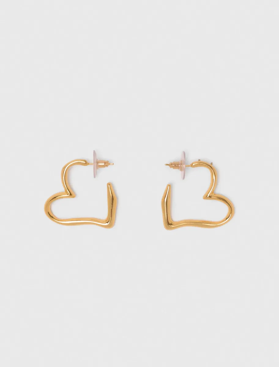 Gold-plated heart hoop earrings