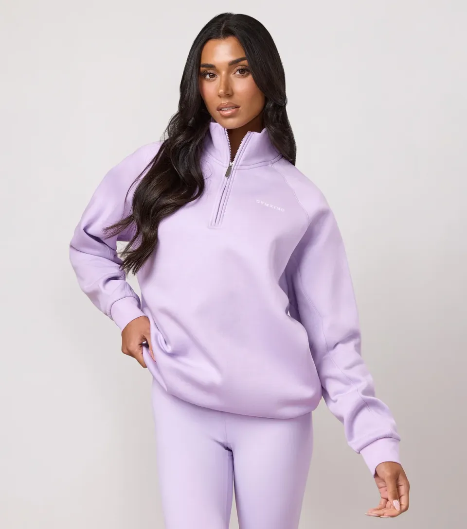 Women's Lilac High Neck Quarter Zip Sweatshirt