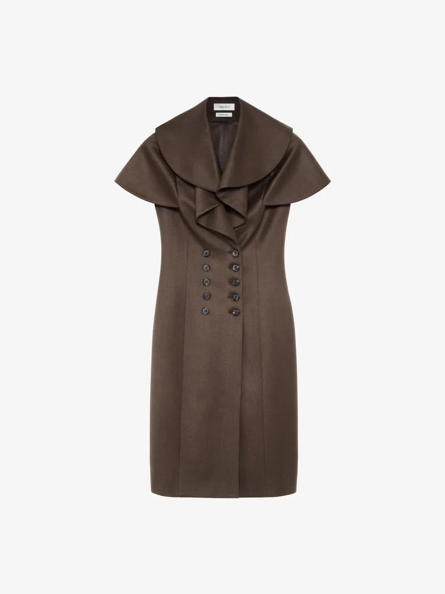 Waterfall Collar Double-breasted Dress