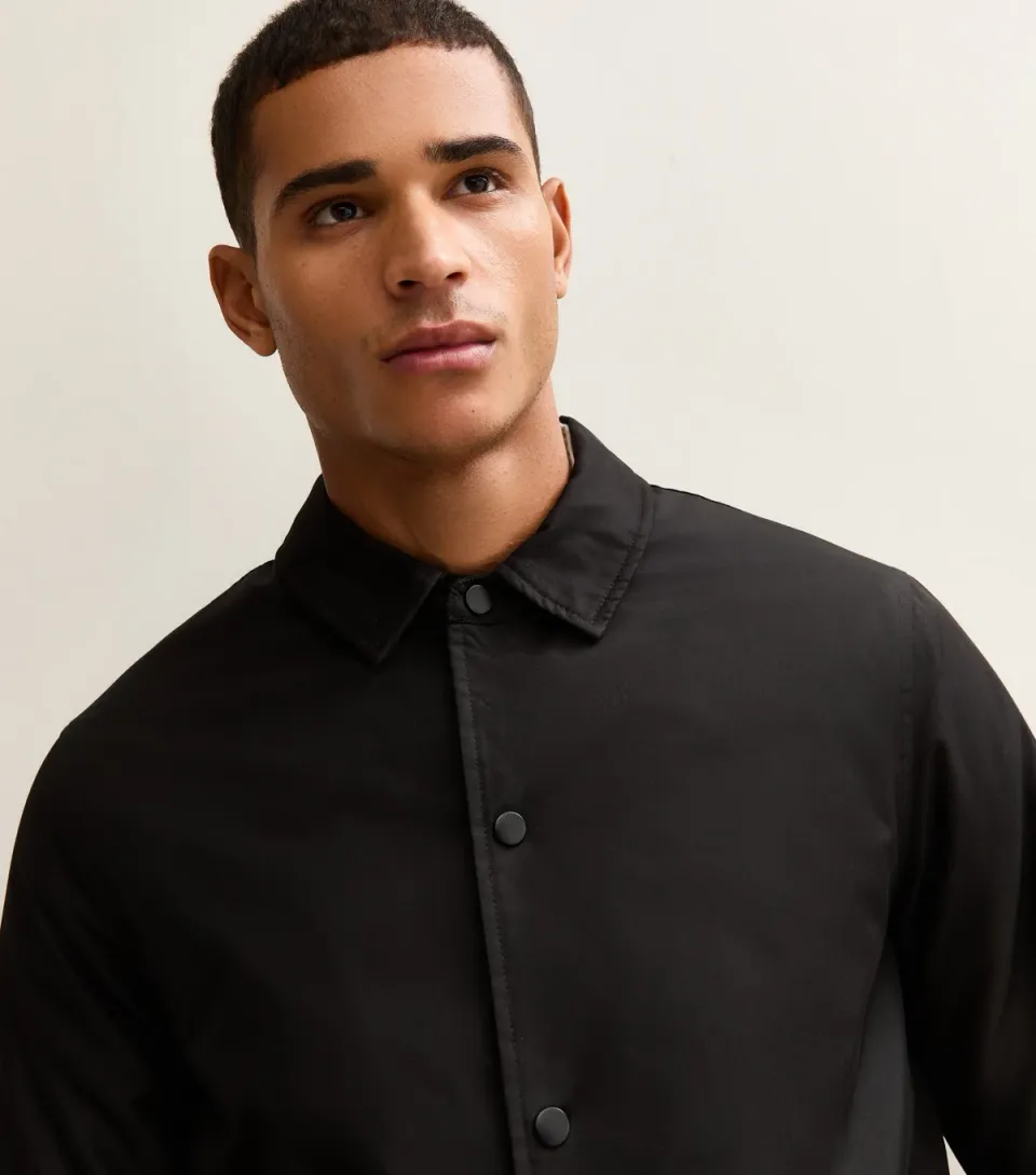 Men's Black Regular Fit Padded Coach Jacket