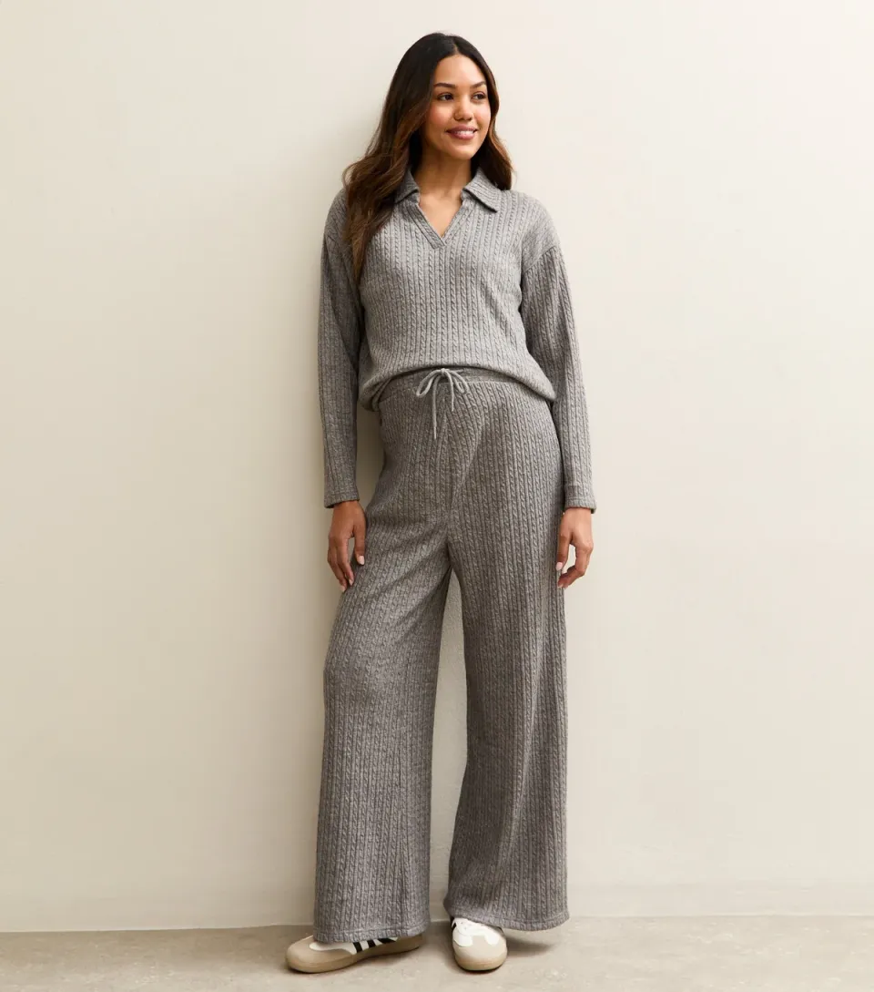 Women's Maternity Mid Grey Soft Touch Wide Leg Trousers
