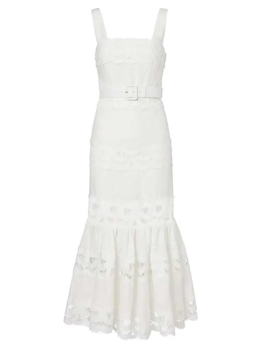 Linen Lace Dress White