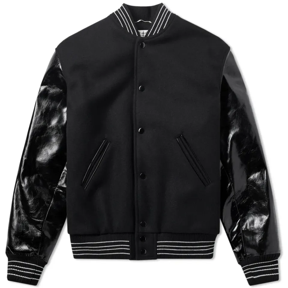Leather Sleeve Teddy Jacket