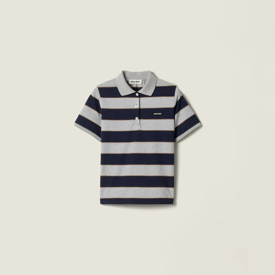 Striped jersey polo shirt