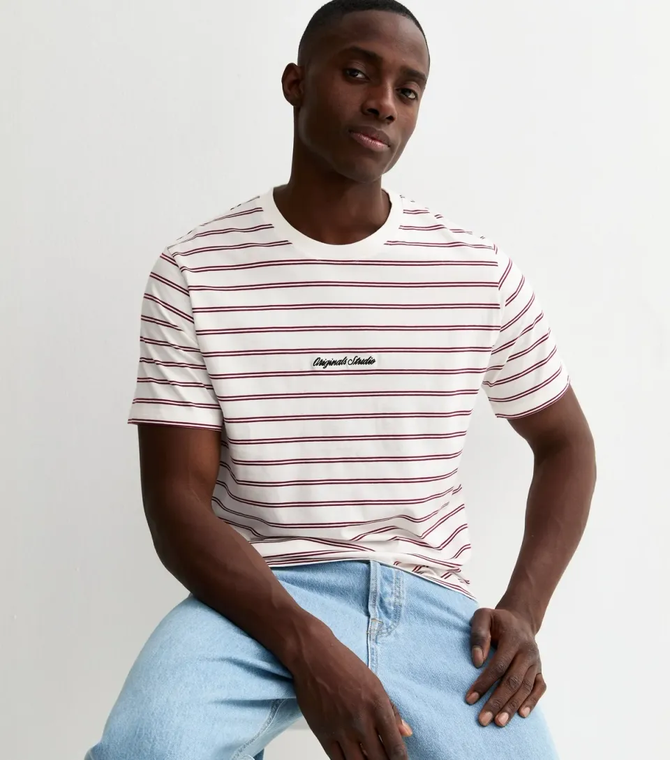 Men's White Original Studios Stripe T-Shirt