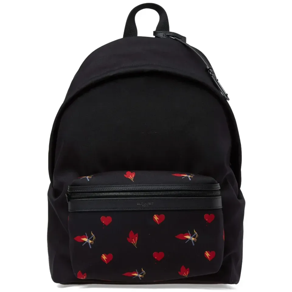 Heart Print Canvas Backpack