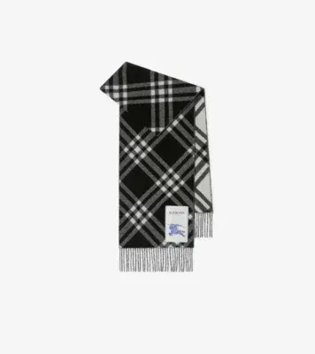 Check Cashmere Scarf in Black