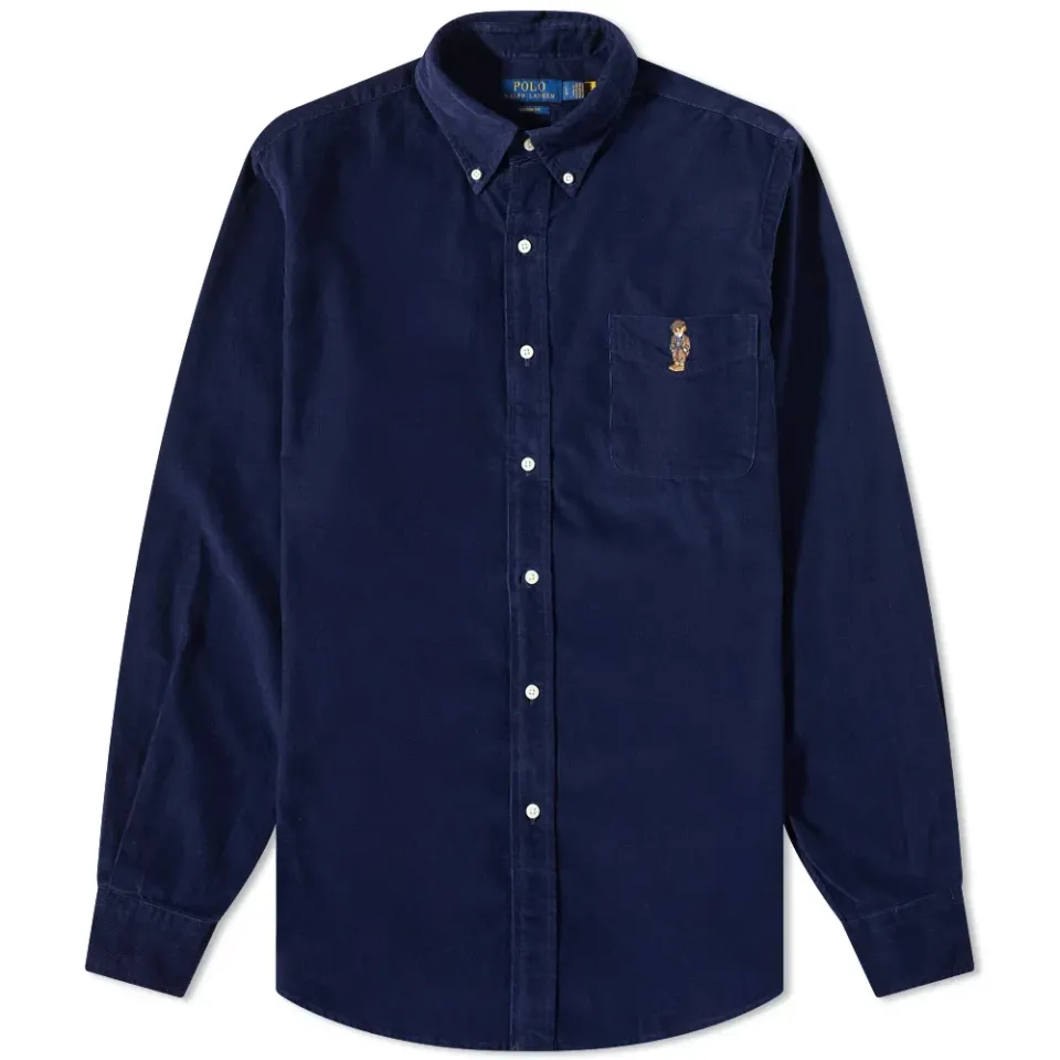 Bear Embroidery Cord Shirt