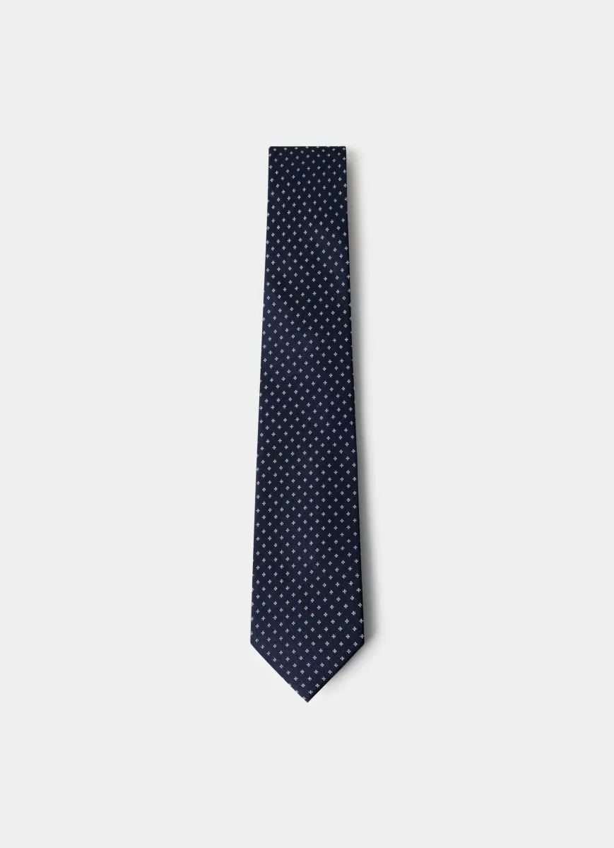 Silk Geometric Flower Tie