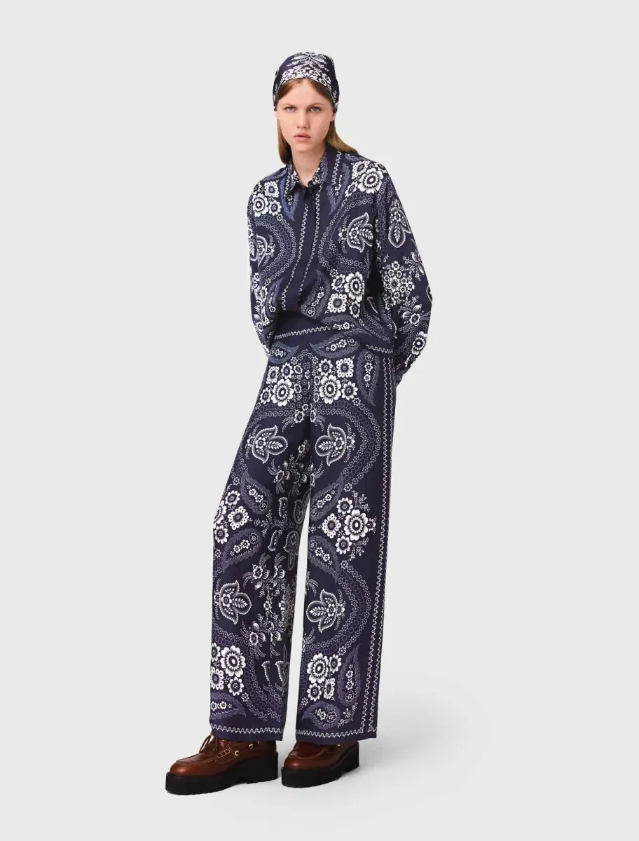 Flowing print trousers