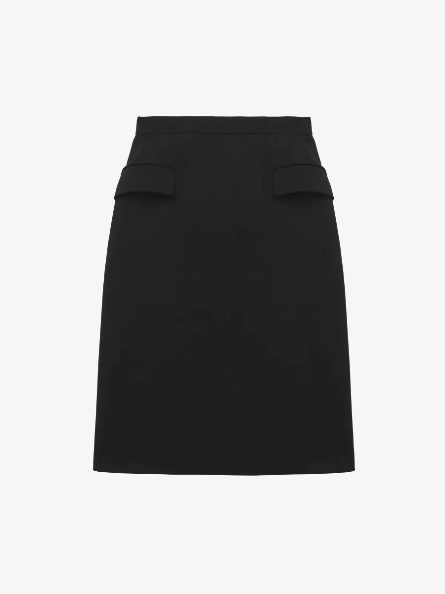 Wool Gabardine Pencil Skirt