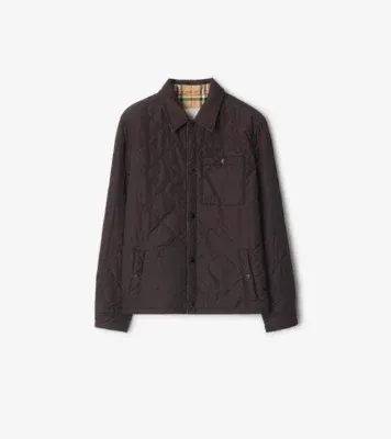 Reversible Quilted Nylon Overshirt in Clove brown