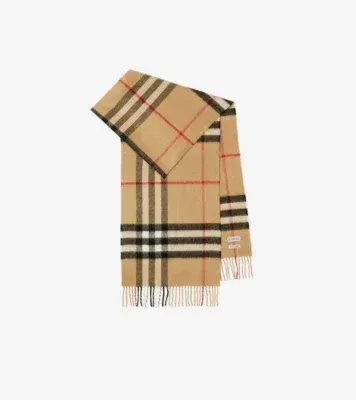 Check Cashmere Scarf in Archive beige