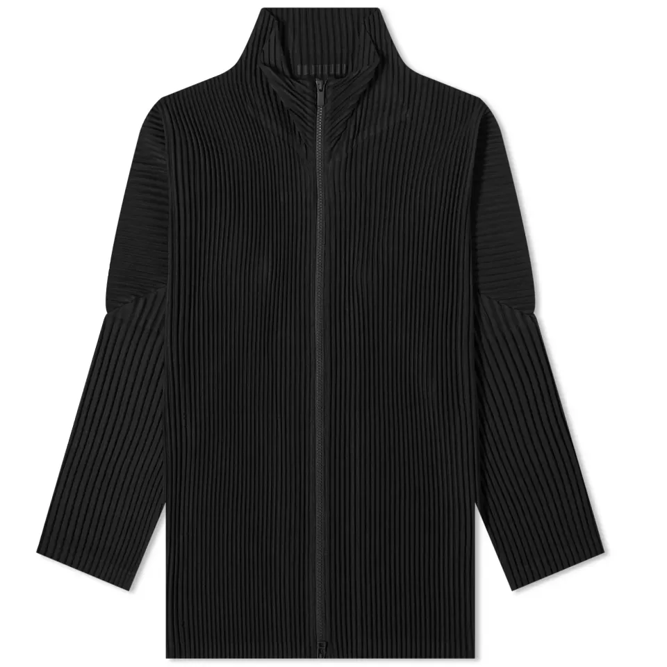 Pleated Zip Up Cardigan