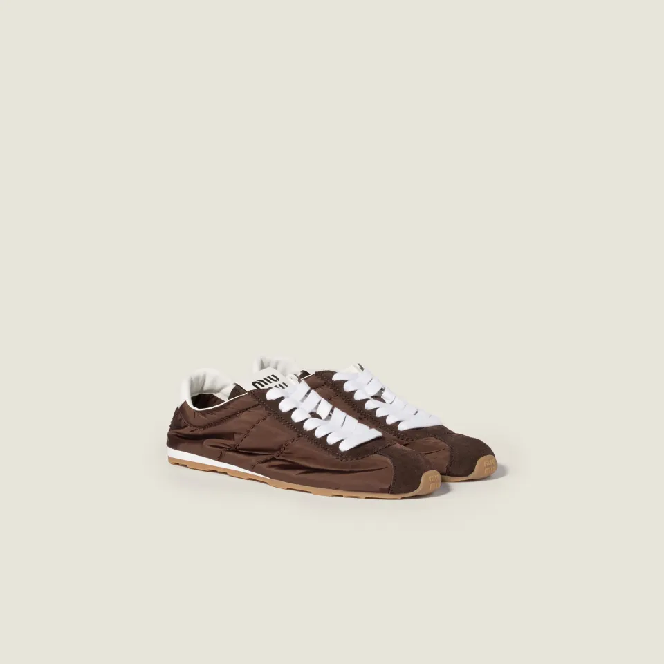Plume technical fabric and suede sneakers