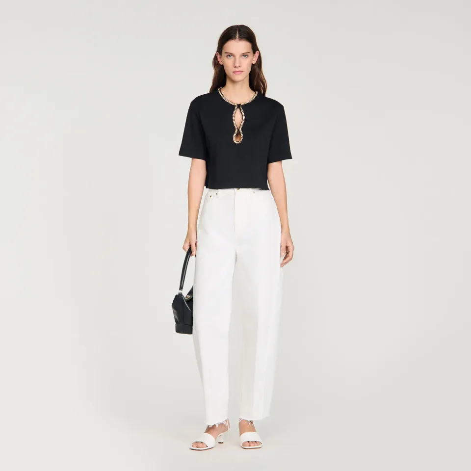Rhinestone cropped T-shirt
