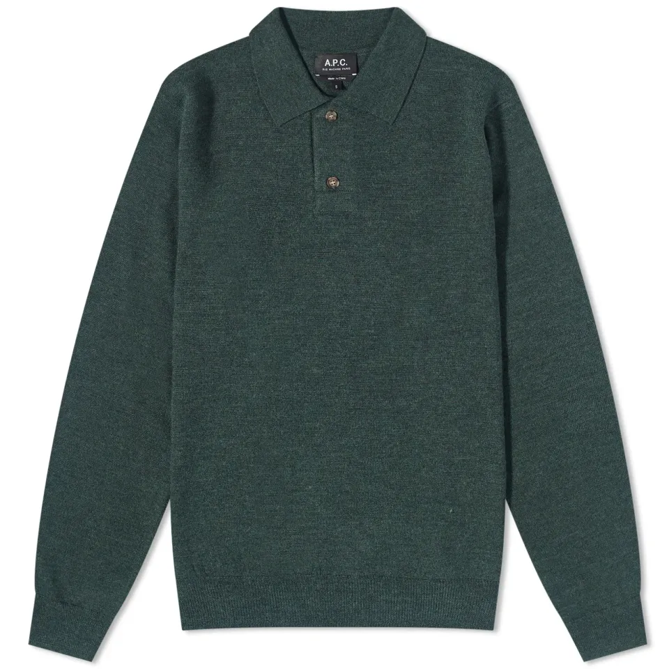 A.P.C. Jerry Long Sleeve Knitted Polo