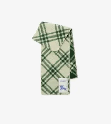 Check Wool Scarf in Tennis green