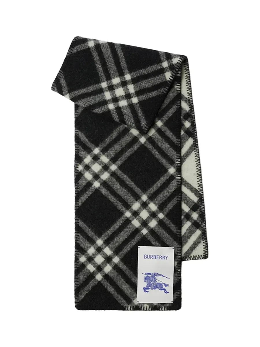 Scarf Check Wool B/W