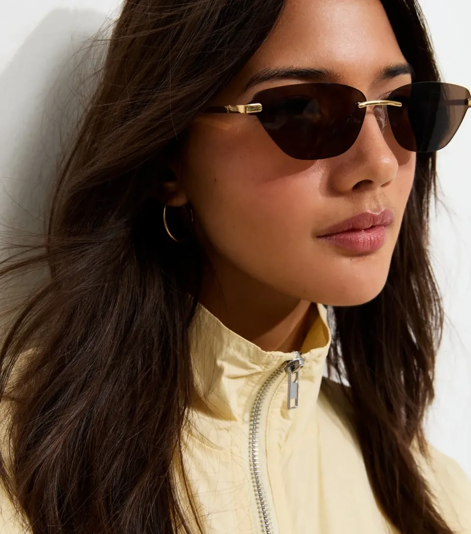 Gold Metallic Cat Eye Frame Sunglasses