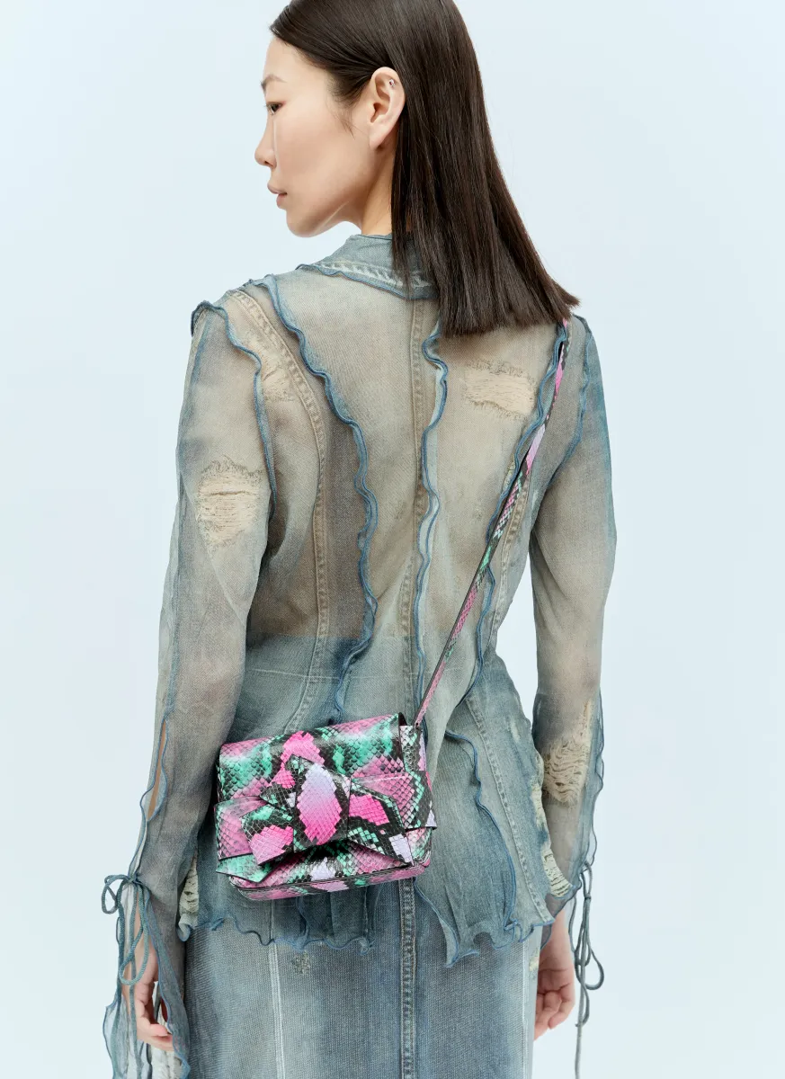 Snake Embossed Shoulder Bag