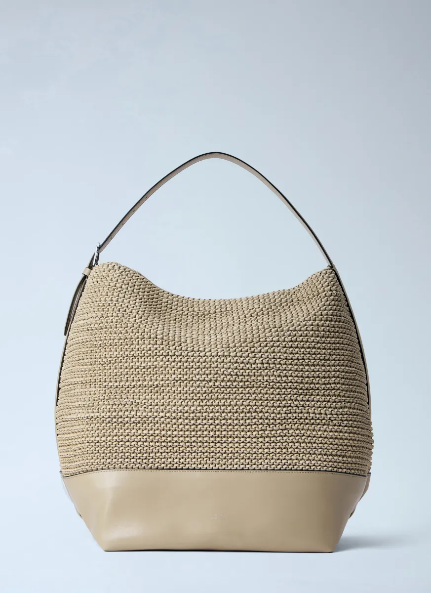 Belted Woven Leather Tote Bag