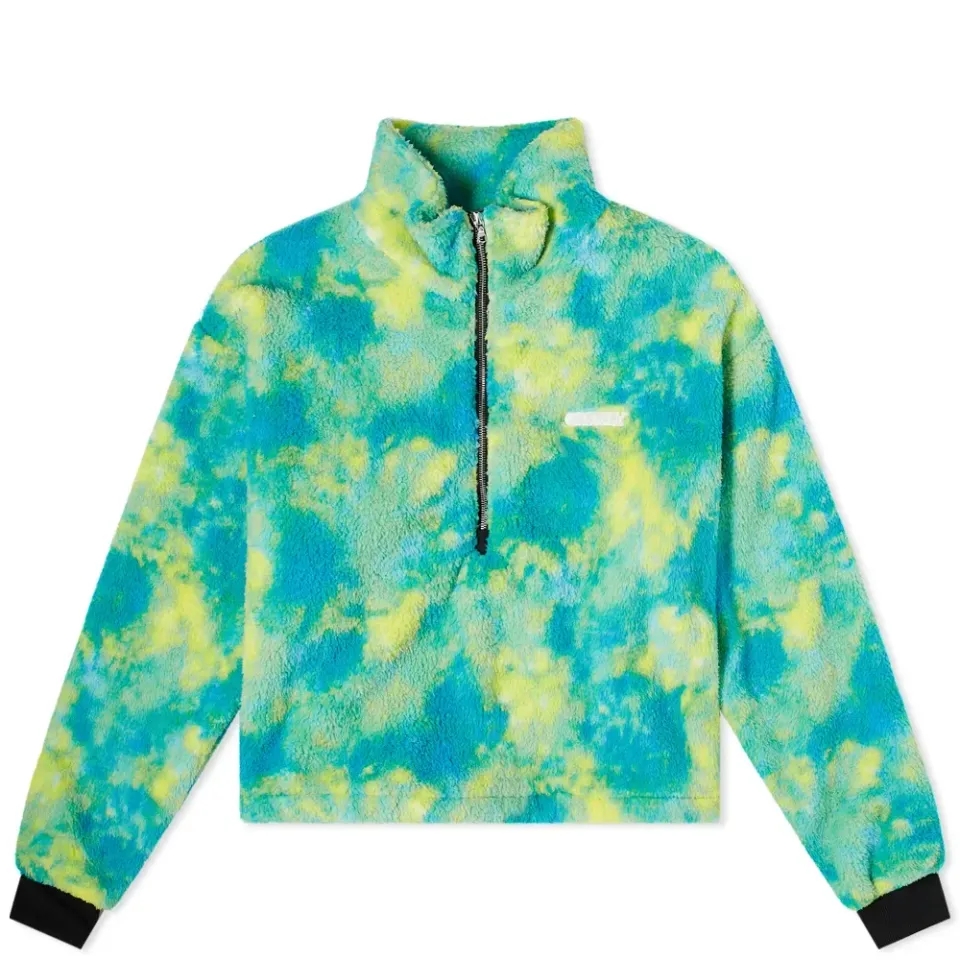 Bleached Half Zip Up Fleece Jacket