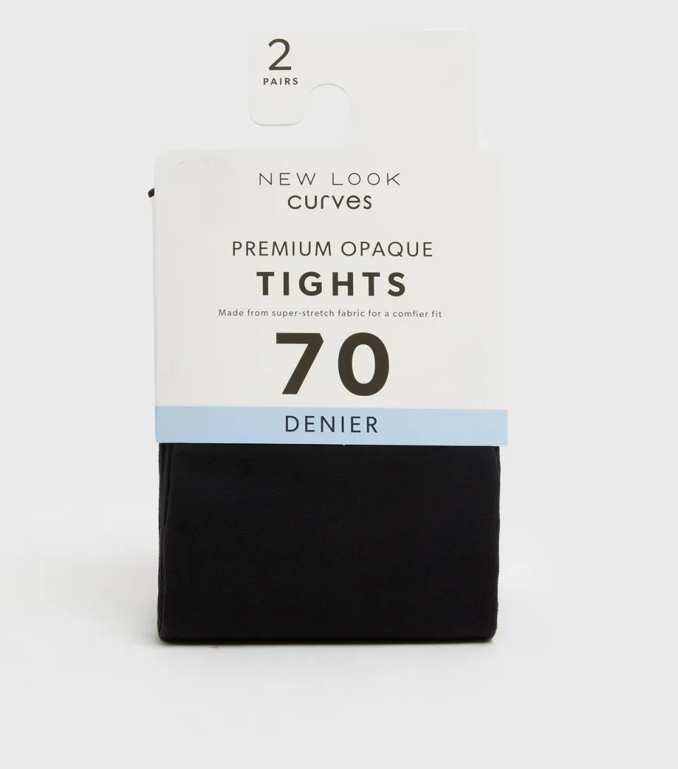 Plus Size 2 Pack Black 70 Denier Premium Opaque Tights Curves