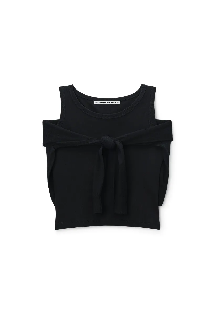 Layered Tank with Tie-Front Sweater Detail